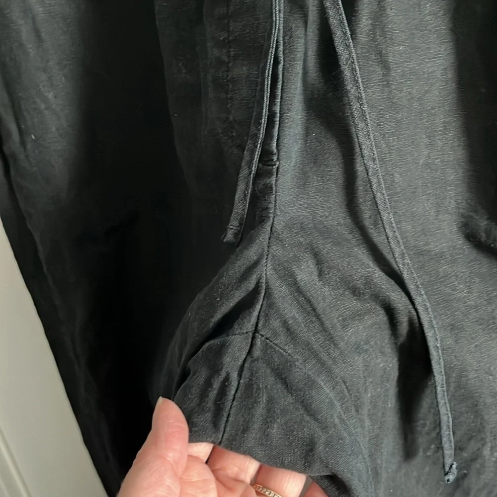 J Crew Linen Pull On Pants Black Size 10